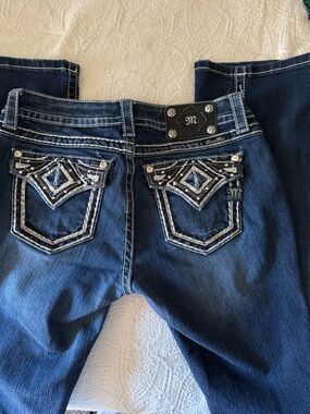 Miss Me Dark Blue Boot Cut Jeans with Embellished Back Pockets